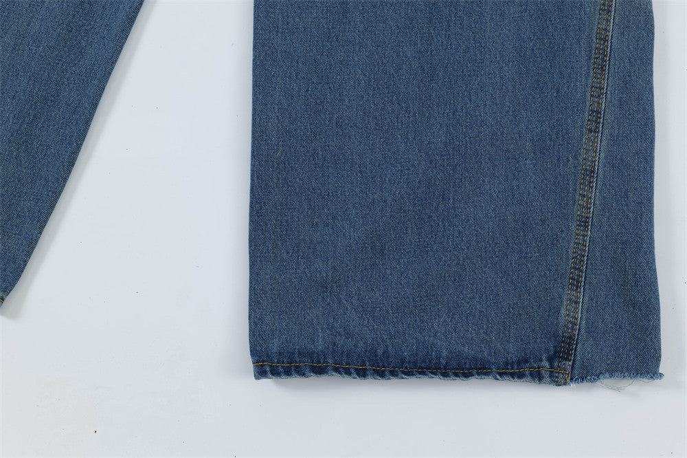 Ripped Dirty Denim Trousers For Men