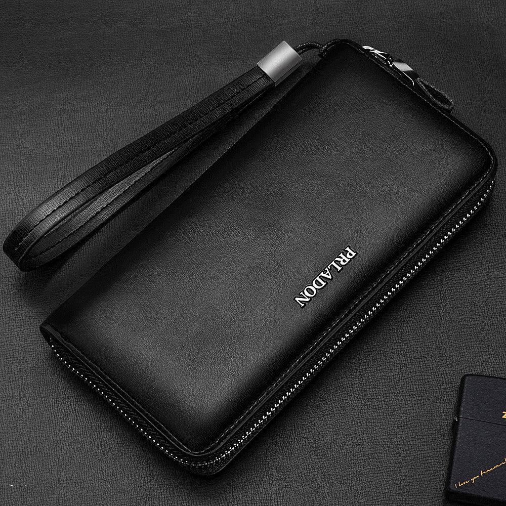 Men's long zipper leather men wallet