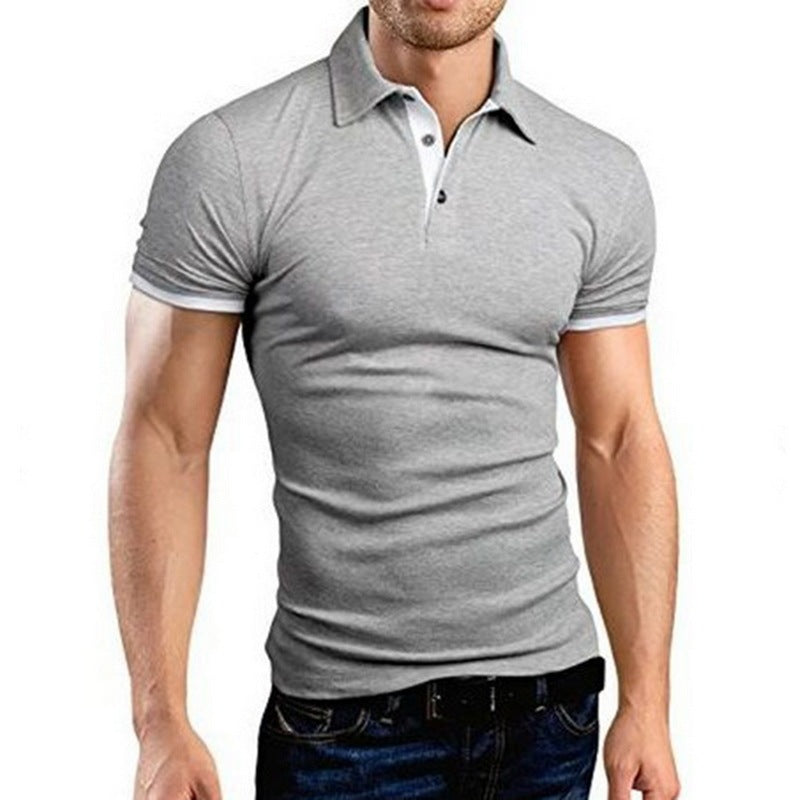 Men Tee Polo-Shirt Shorts-Sleeve Business Stritching