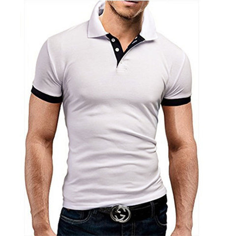 Men Tee Polo-Shirt Shorts-Sleeve Business Stritching