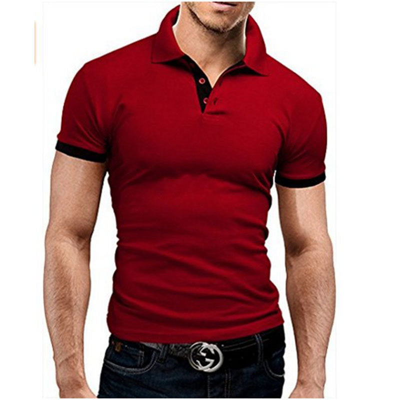 Men Tee Polo-Shirt Shorts-Sleeve Business Stritching