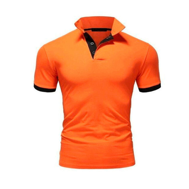 Men Tee Polo-Shirt Shorts-Sleeve Business Stritching