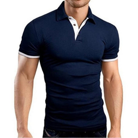 Men Tee Polo-Shirt Shorts-Sleeve Business Stritching