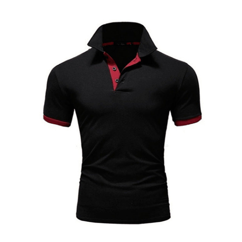 Men Tee Polo-Shirt Shorts-Sleeve Business Stritching