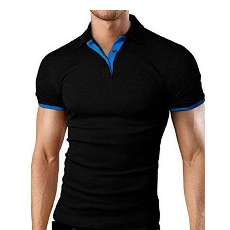 Men Tee Polo-Shirt Shorts-Sleeve Business Stritching
