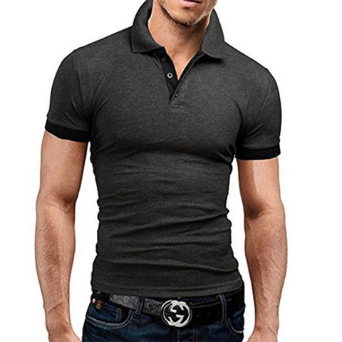 Men Tee Polo-Shirt Shorts-Sleeve Business Stritching