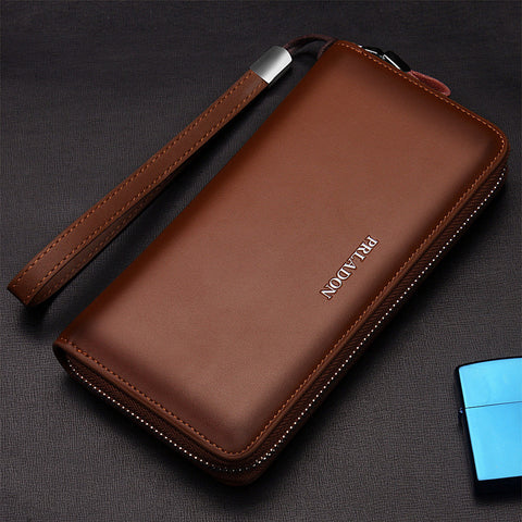 Men's long zipper leather men wallet
