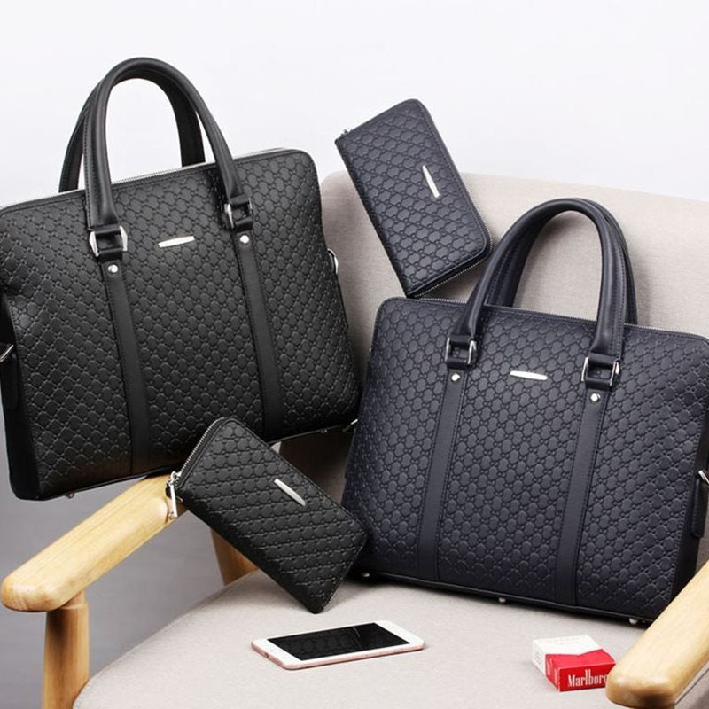 Men handbag leather business briefcase