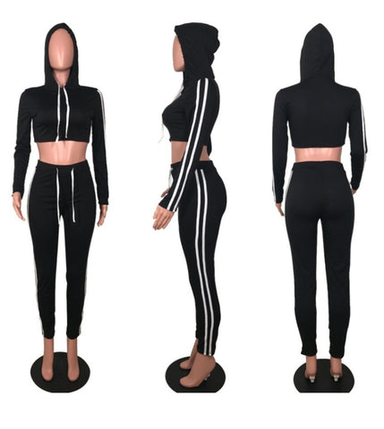 Women Ladies Tracksuit Crop Top Hoodies Sweatshirt