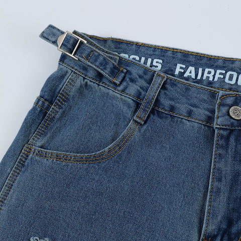 Ripped Dirty Denim Trousers For Men