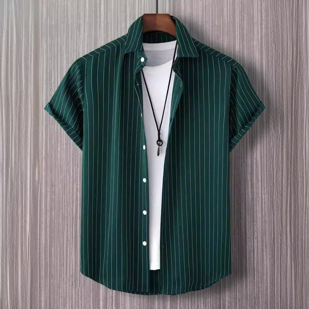 Manfinity Homme Men Striped Button Front Shirt